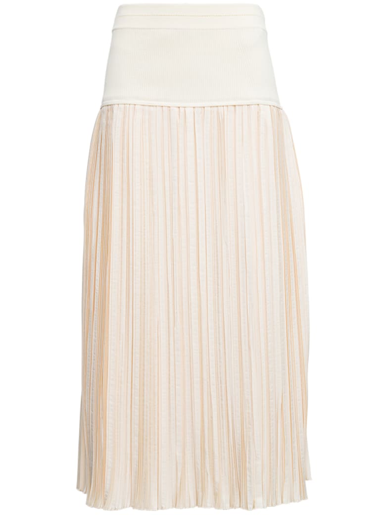 Jil Sander Long Pleated Ivory Skirt - White
