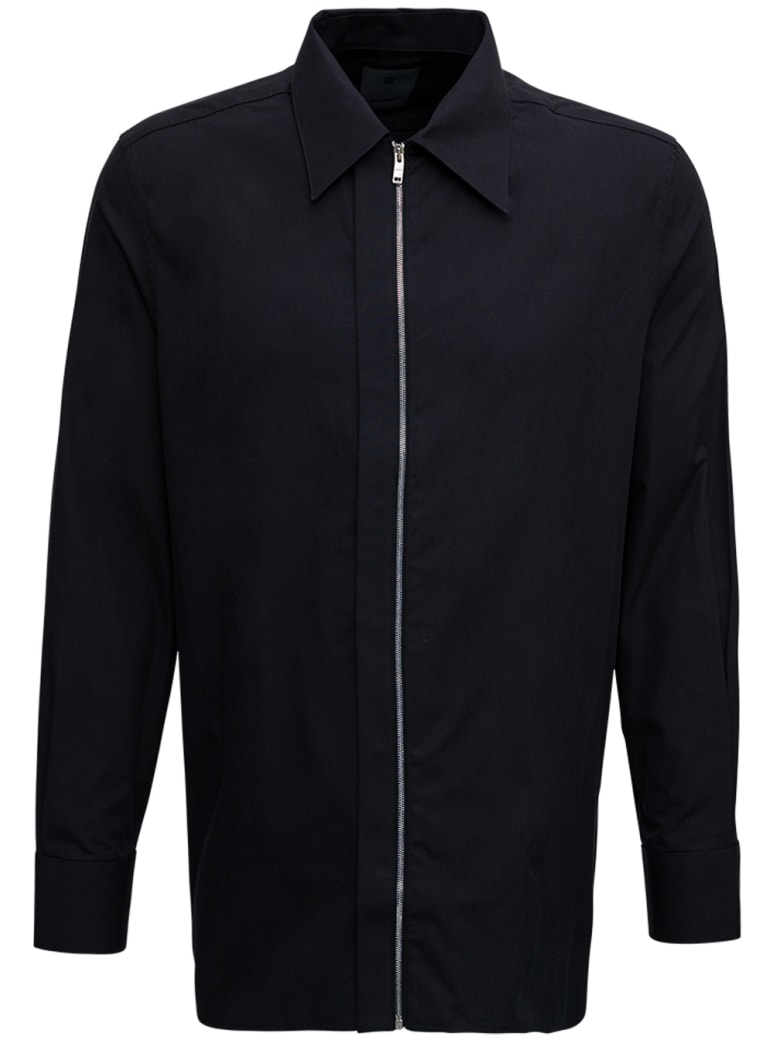 Givenchy Black Cotton Poplin Shirt With Zip - Black