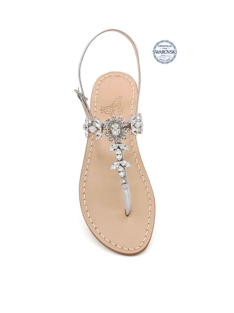 Dea Sandals Marina Grande Flip Flops Thong Sandals - silver, crystal