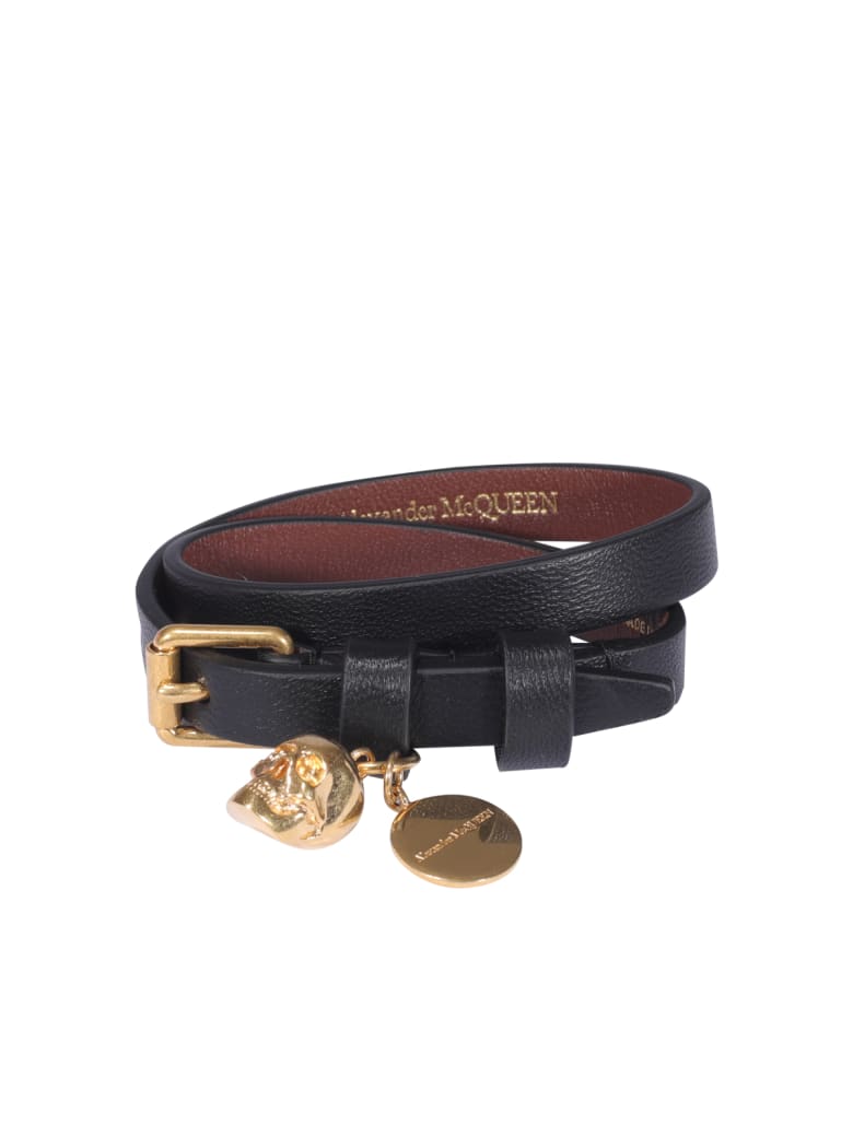 Alexander McQueen Double Wrap Skull Bracelet - Black