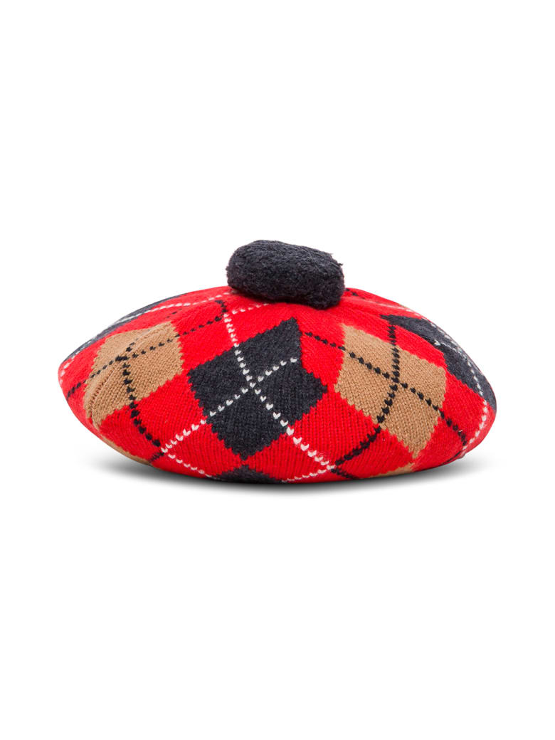 Burberry Argyle Wool And Cashmere Basque With Rhombus Motif - Red