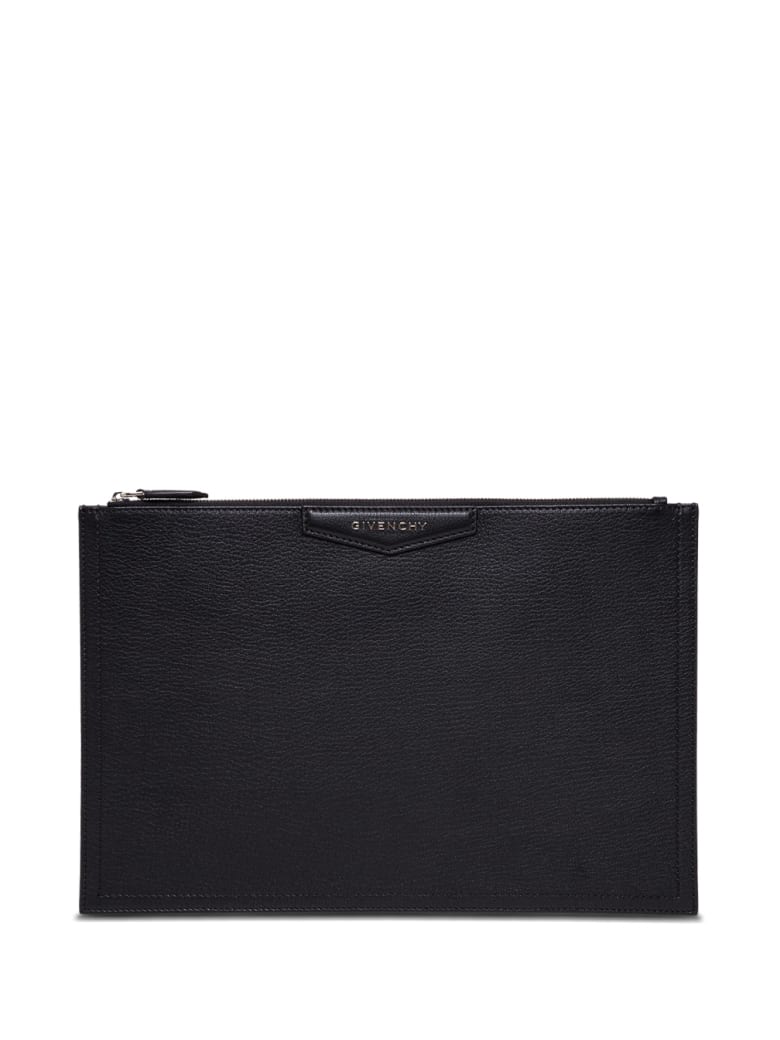 Givenchy Clutch In Black Hammered Leather - Black
