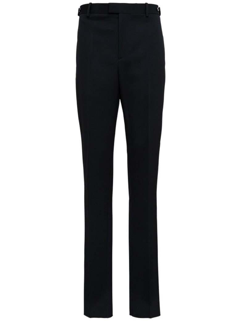 Bottega Veneta Black Pants In Grain De Poudre Wool - Black