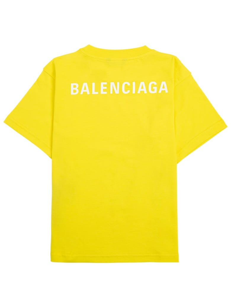 Balenciaga Yellow Cotton T-shirt With Logo Print - Yellow
