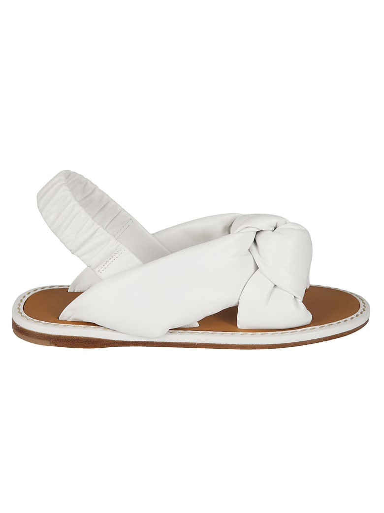 Miu Miu Slingback Bow Sandals - White