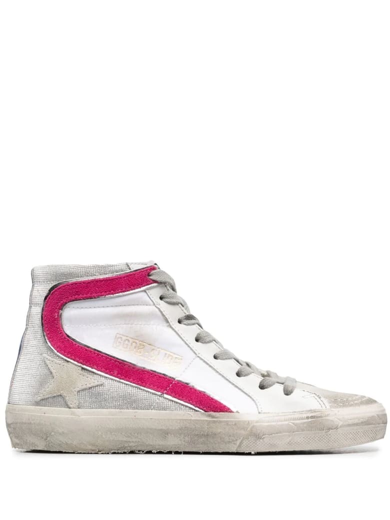 Golden Goose Woman White And Fuchsia Slide Sneakers