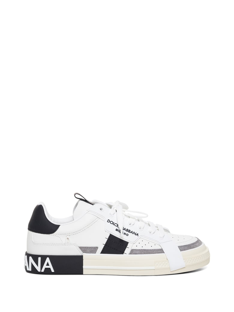 Dolce & Gabbana Custom 2.0 Leather Sneakers With Logo - White