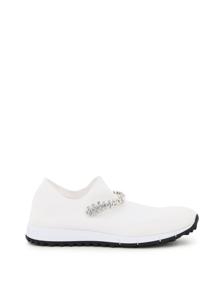 Jimmy Choo Verona Sock Sneakers Crystal Bracelet - WHITE CRYSTAL (White)