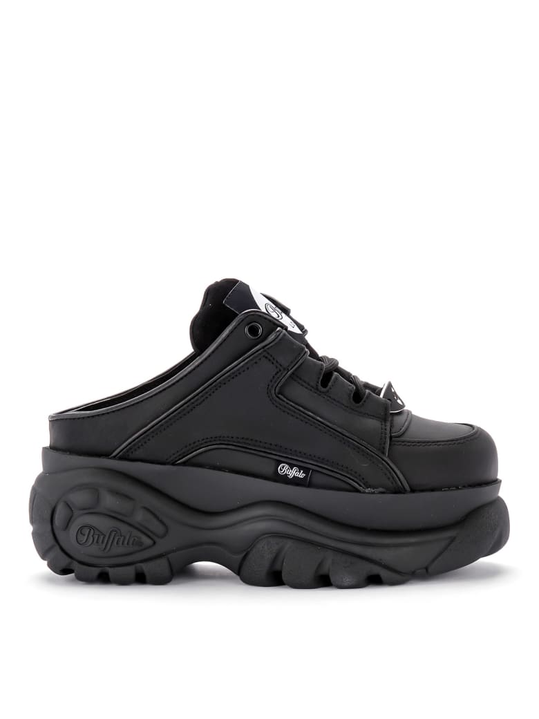 Buffalo 1329 Black Leather Sabot Sneaker | italist, ALWAYS LIKE A SALE