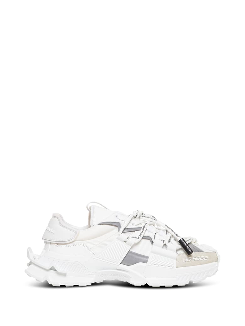 Dolce & Gabbana White Space Sneakers In Mix Of Materials - White