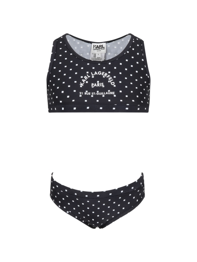 Karl Lagerfeld Black Bikini For Girl With Logo - Nero