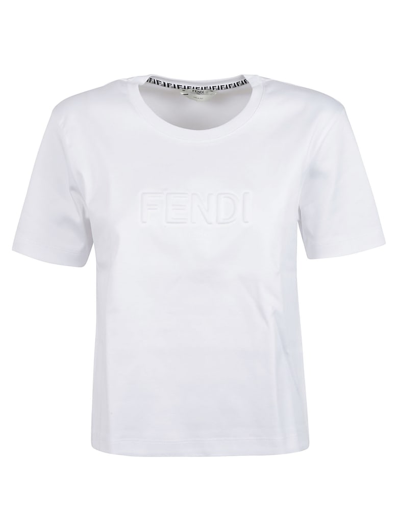 Fendi Embossed Logo Cropped T-shirt - White