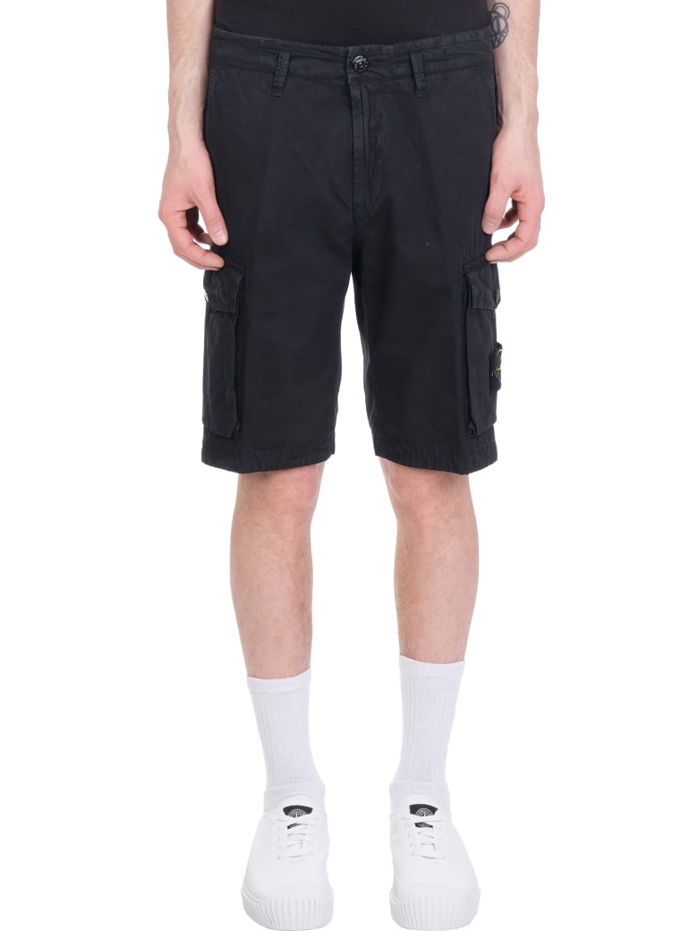 Stone Island Shorts In Black Cotton - black