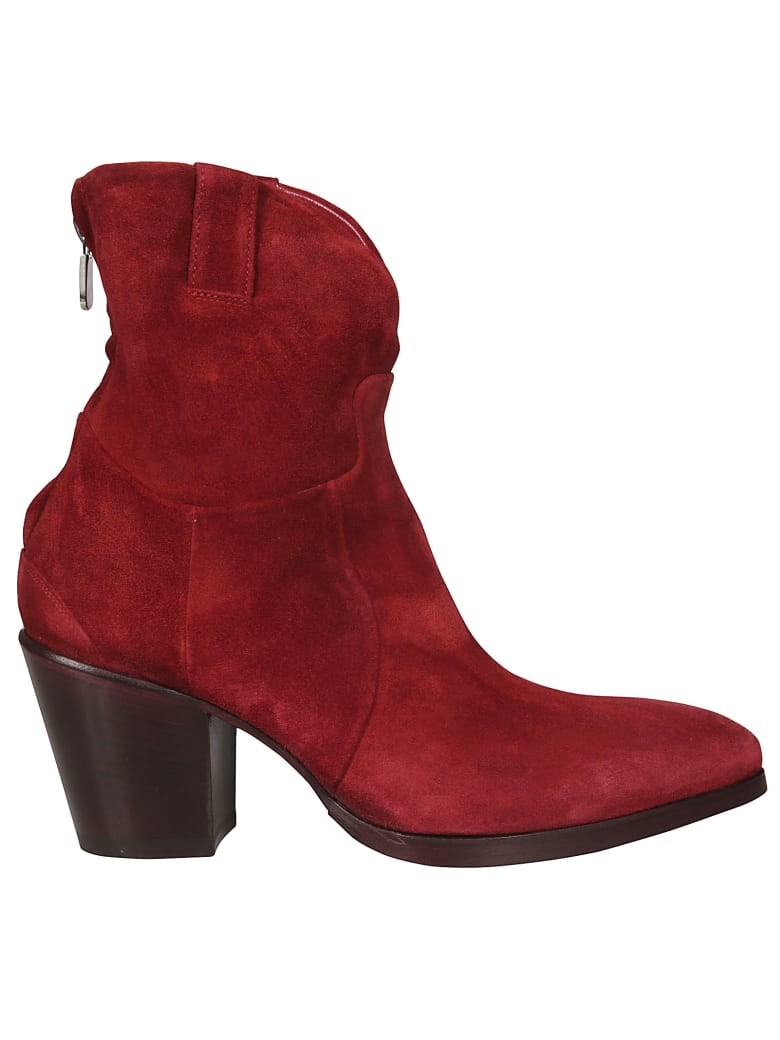 Rocco P. Rear Zip Ankle Boots - Red