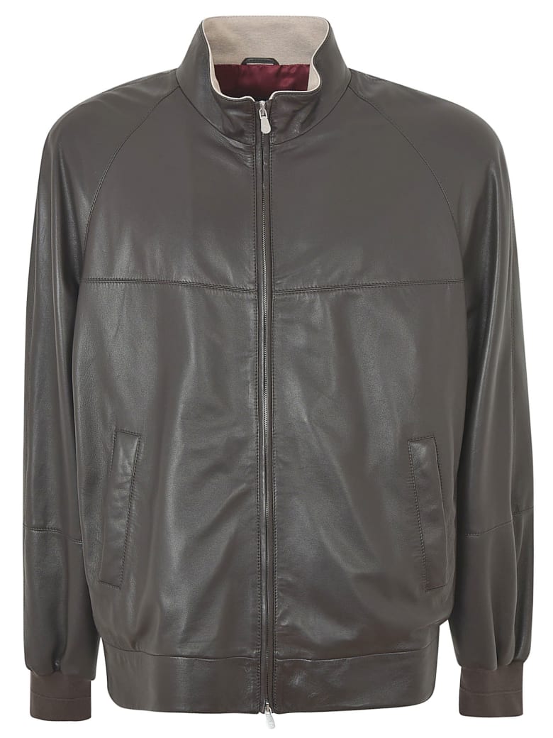 Brunello Cucinelli High-neck Leather Jacket Brunello Cucinelli - BROWN