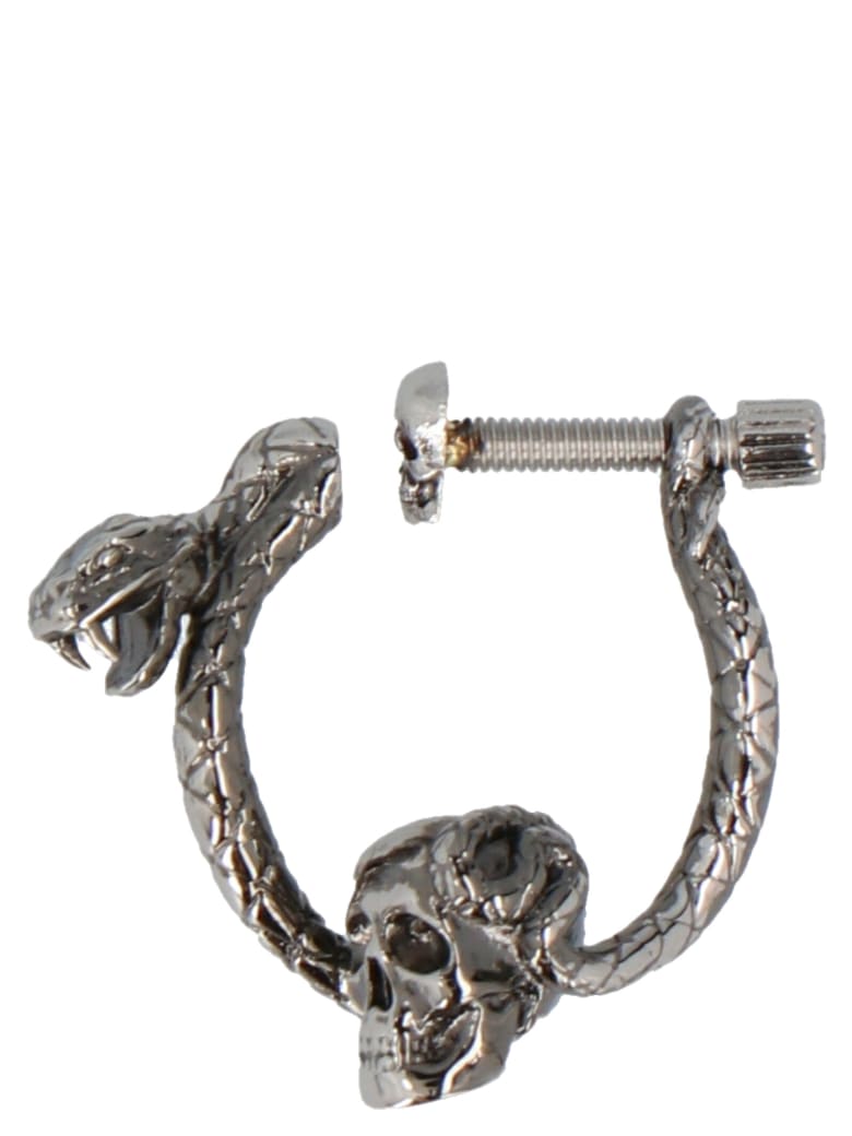 Alexander McQueen 'skull&snake' Earring - Silver