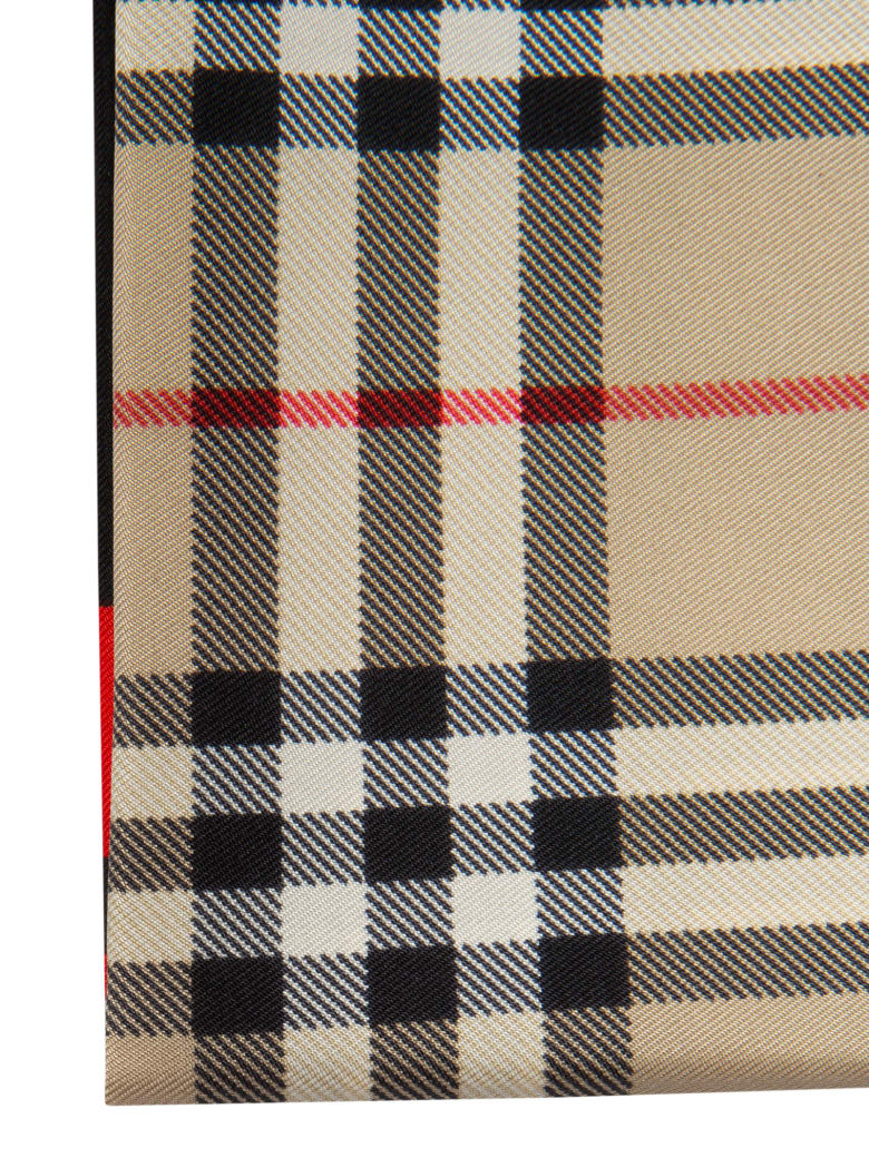 Burberry Logo Print Check Scarf - Archive Beige/Red