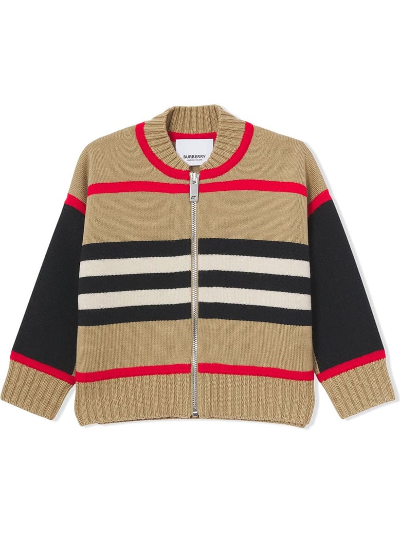 Burberry Beige Wool-cashmere Blend Cardigan - Check