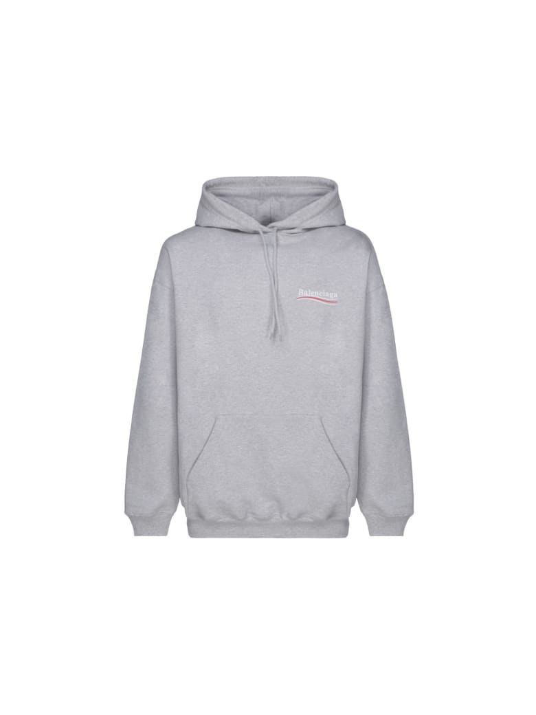 Balenciaga Hoodie - Heather grey/white/red