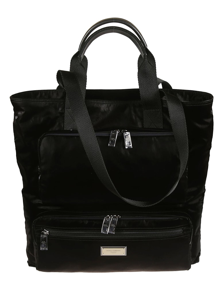 Dolce & Gabbana Logo Plaque Top Handle Tote - Black