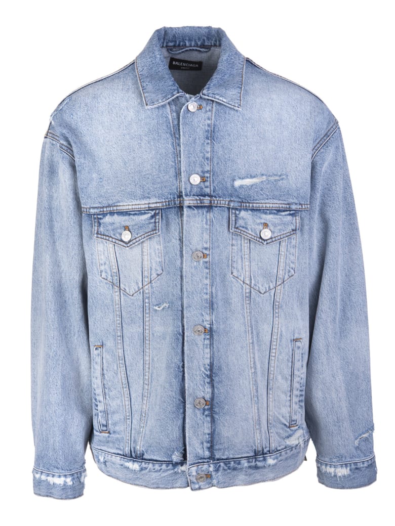 Balenciaga Unisex Light Blue Large Fit Barcode Jacket - Clear light blue