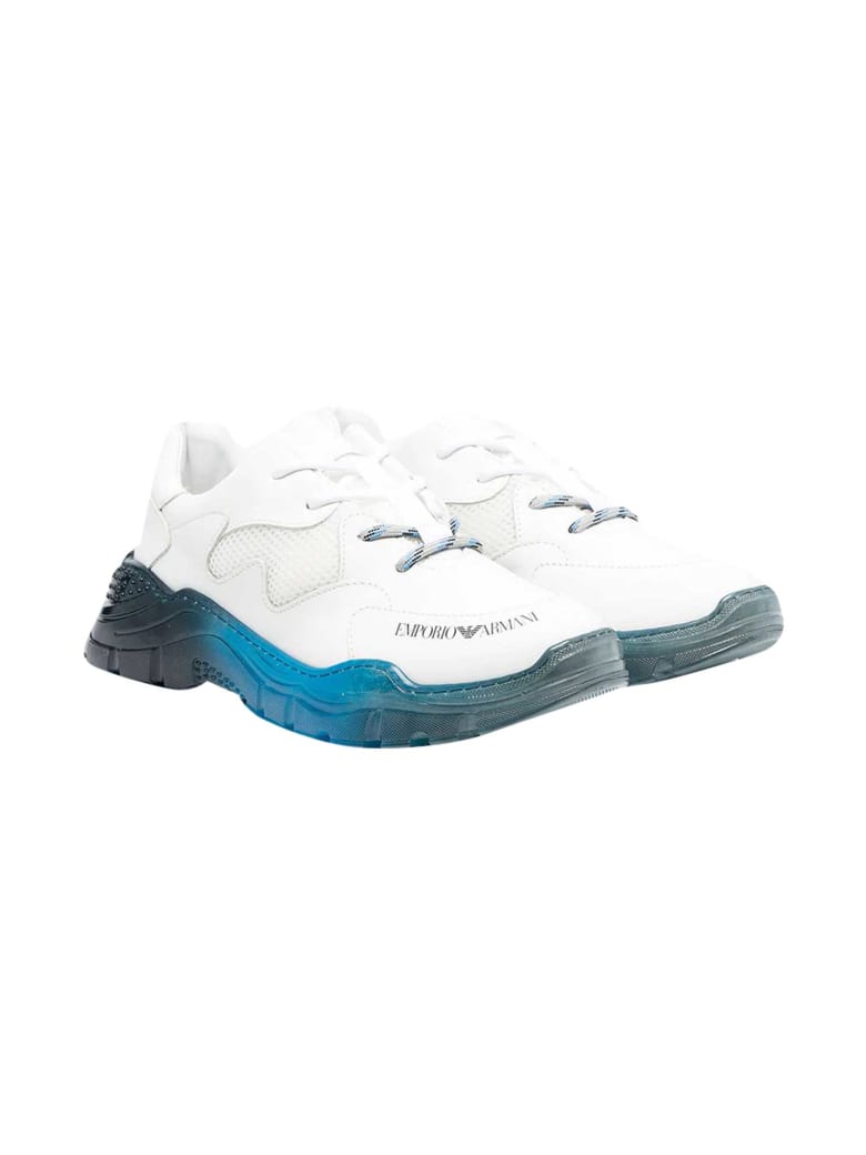 Emporio Armani Gradient Effect White Sneakers - Bianco