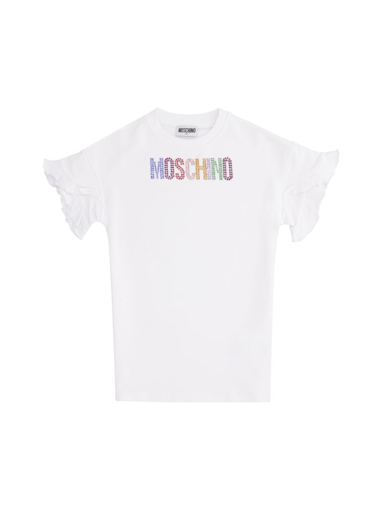 Moschino Logo Print Cotton Sweatdress - White