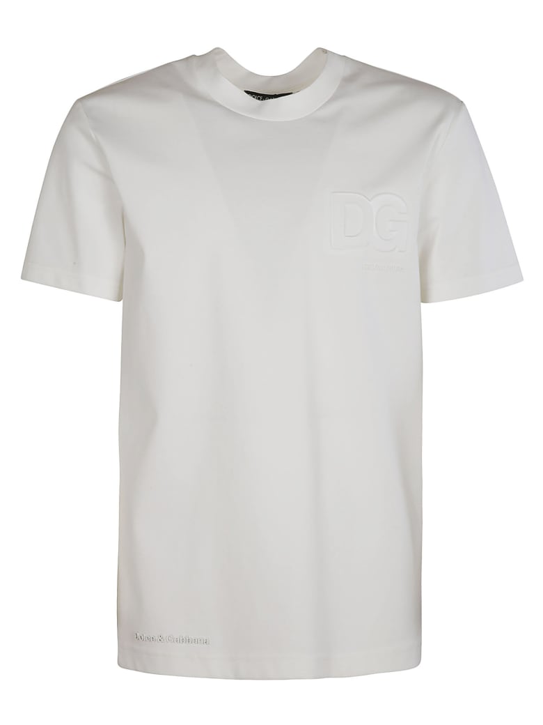 Dolce & Gabbana Chest Logo Embroidered T-shirt - White