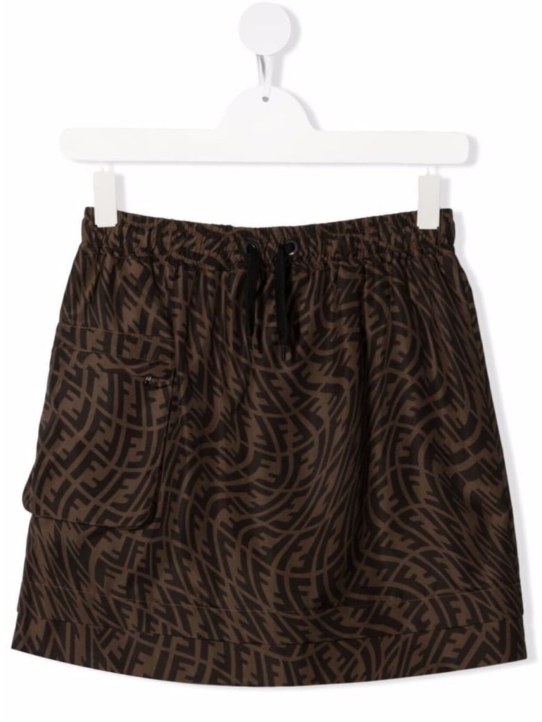 Fendi Ff Brown Nylon Skirt - Brown