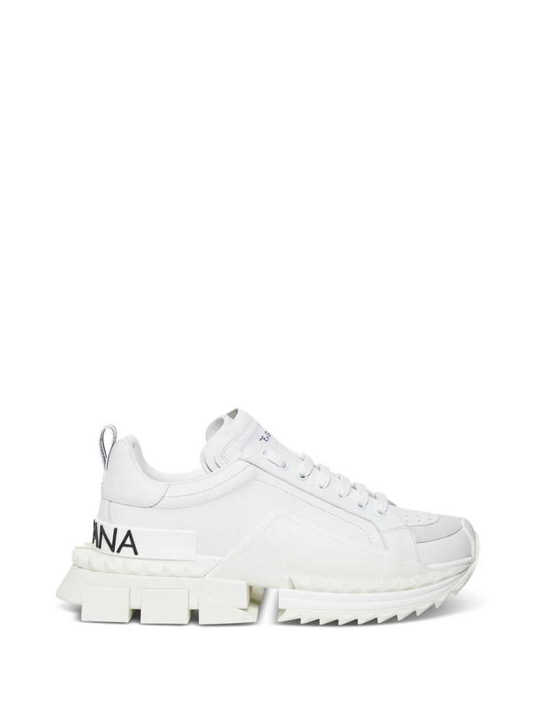 Dolce & Gabbana Chunkyn Leather Sneakers With Logo - White