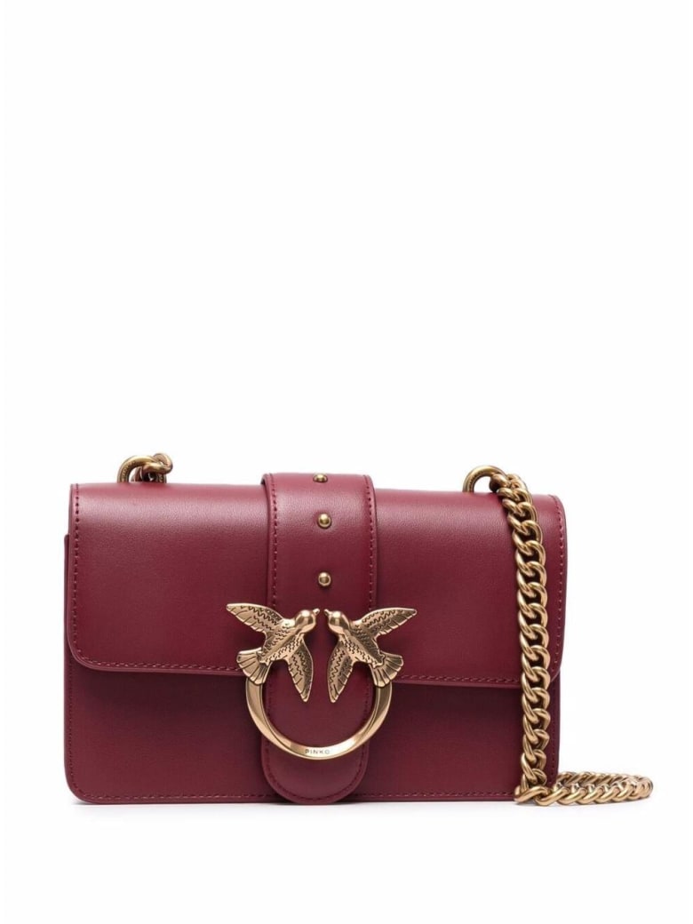 Pinko Love Mini Red Leather Icon Crossbody Bag - Red