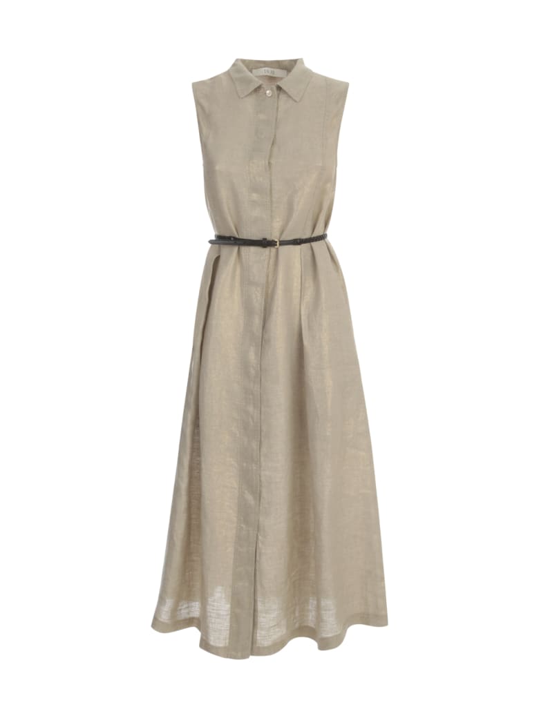 19.70 Nineteen Seventy Sleeveless Dress W/belt - Mud