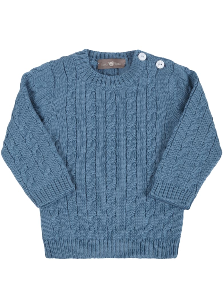 Little Bear Light Blue Sweater For Baby Boy - Light Blue