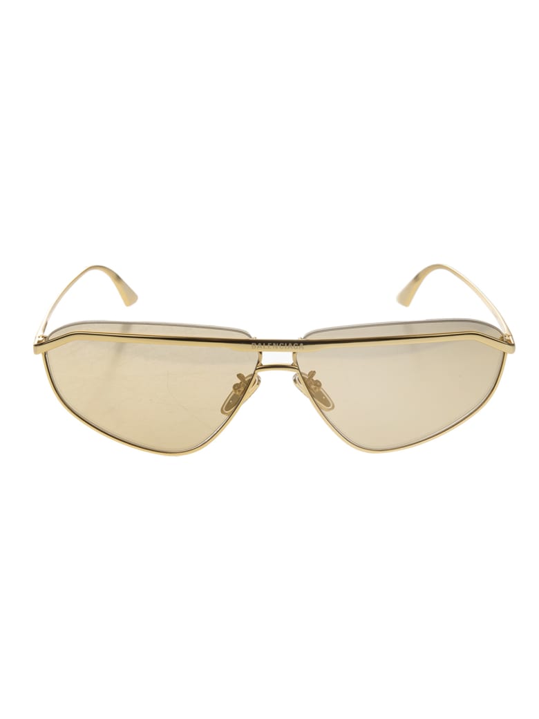 Balenciaga Woman Golden Bridge Navigator Sunglasses - Gold