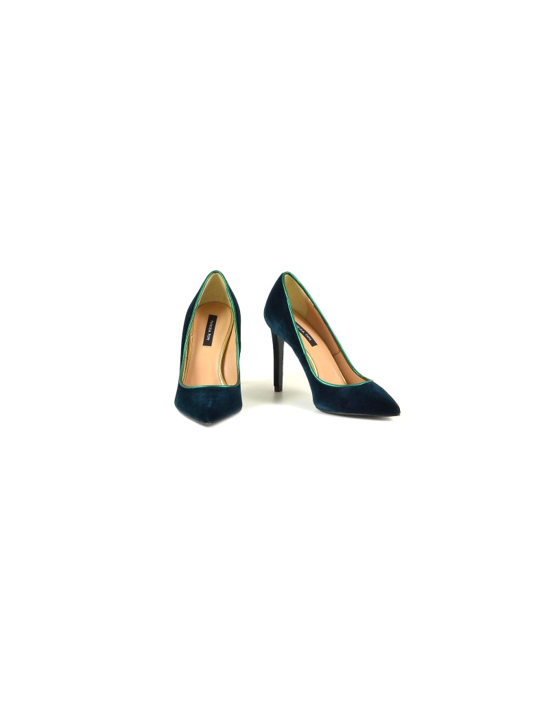 green velvet pumps