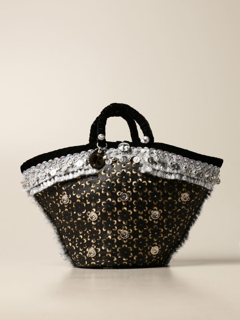 Sikuly Handbag Munita Sikuly Coffa Bag In Perforated Leather With Bells - Multicolor