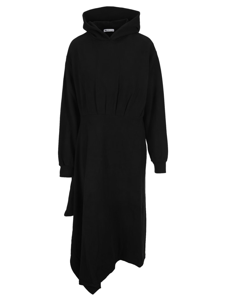 Balenciaga Easywrap Hooded Dress - BLACK