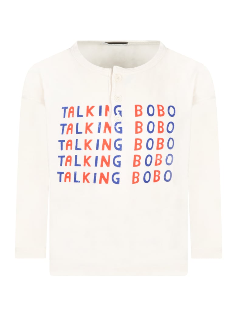 Bobo Choses Ivory T-shirt For Kids With Logos - Ivory
