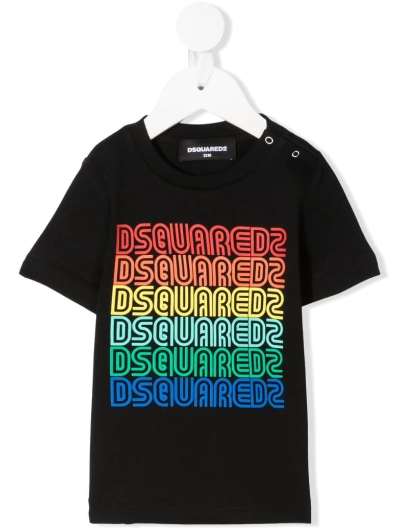 Dsquared2 Newborn Black D2kids Rainbow Logo T-shirt