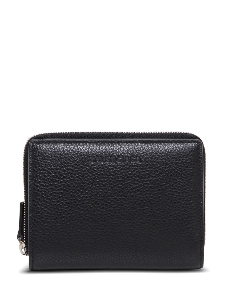 Balenciaga Essential Wallet In Black Hammered Leather - Black