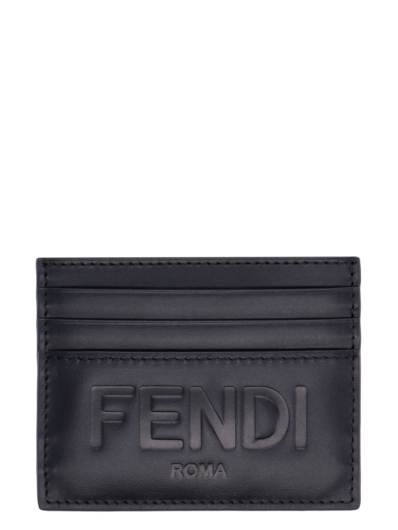 Fendi Leather Card Holder - black