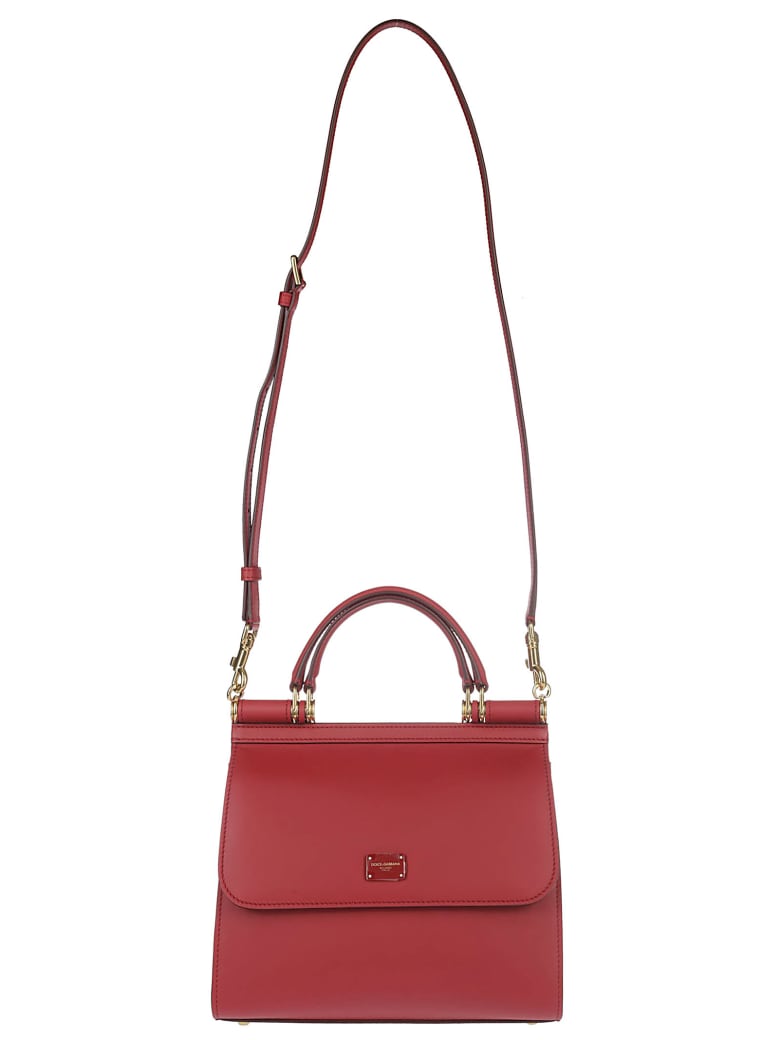 Dolce & Gabbana Red Leather Sicily Small Tote Bag - POPPY RED
