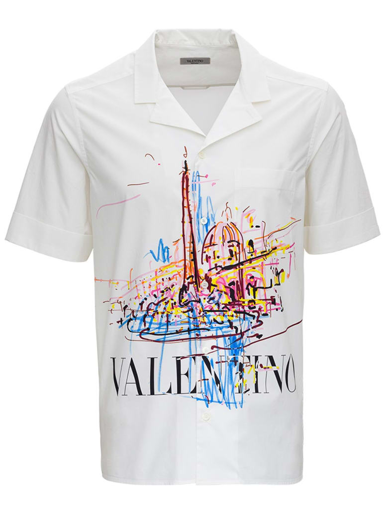 Valentino Short-sleeved Jersey Shirt With Logo Print - White
