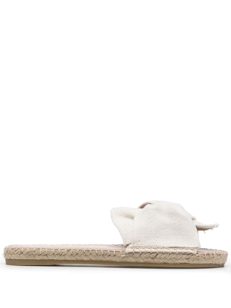 Manebi Woman Flat Sandals With Knot - La Havana - White Linen - White