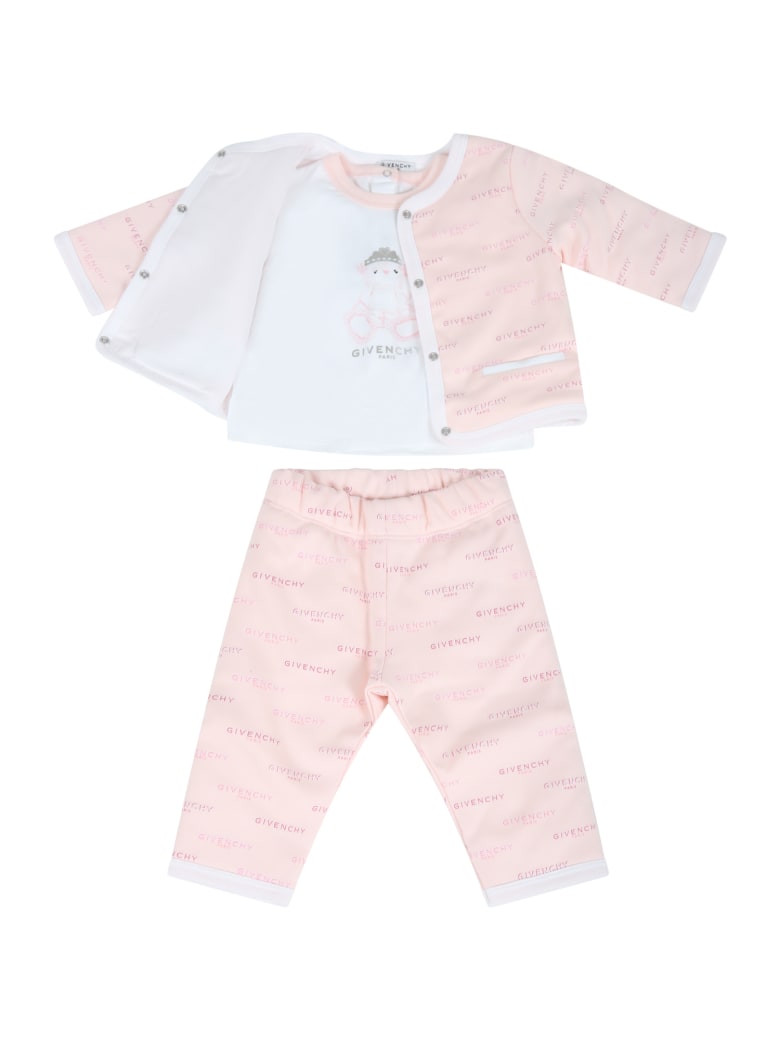 Givenchy Pink Tracksuit For Baby Girl - Pink