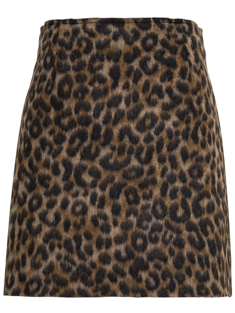 Jucca Animalier Wool Blend Skirt - Brown