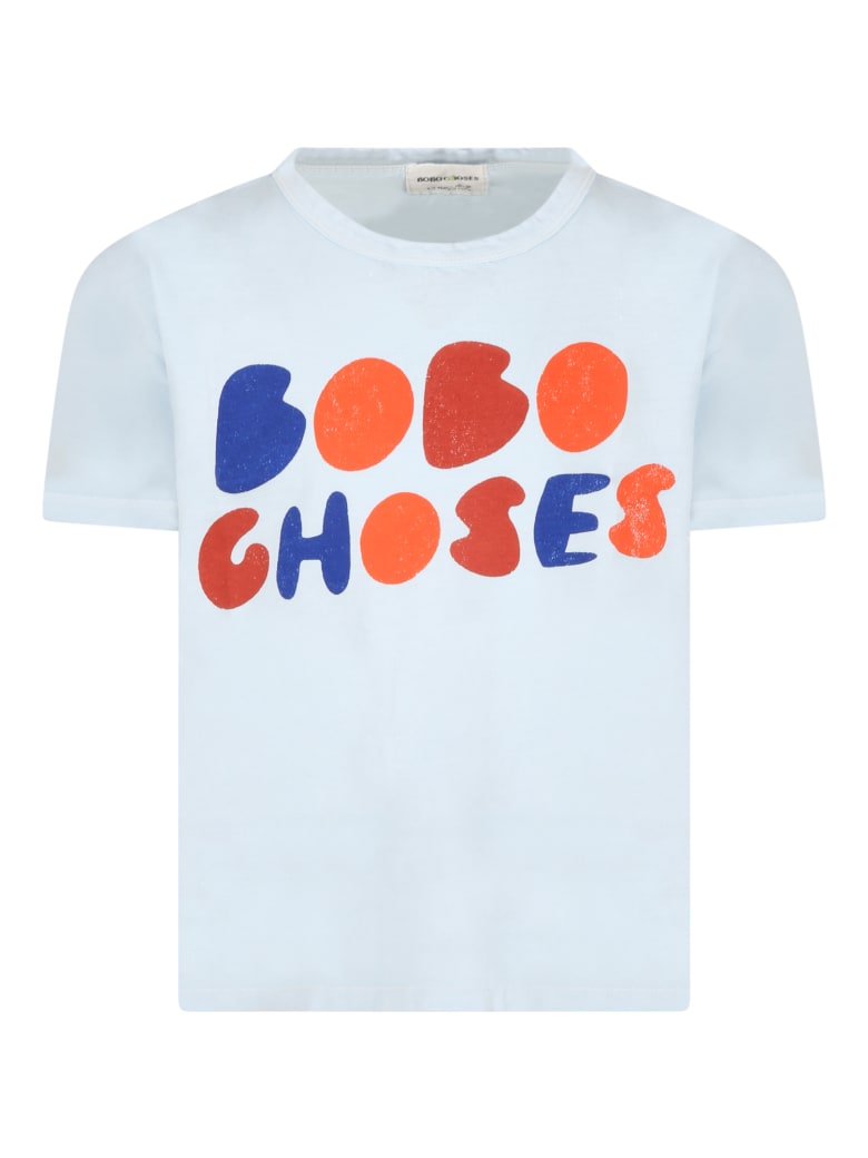 Bobo Choses Light-blue T-shirt For Kids With Logo - Light Blue
