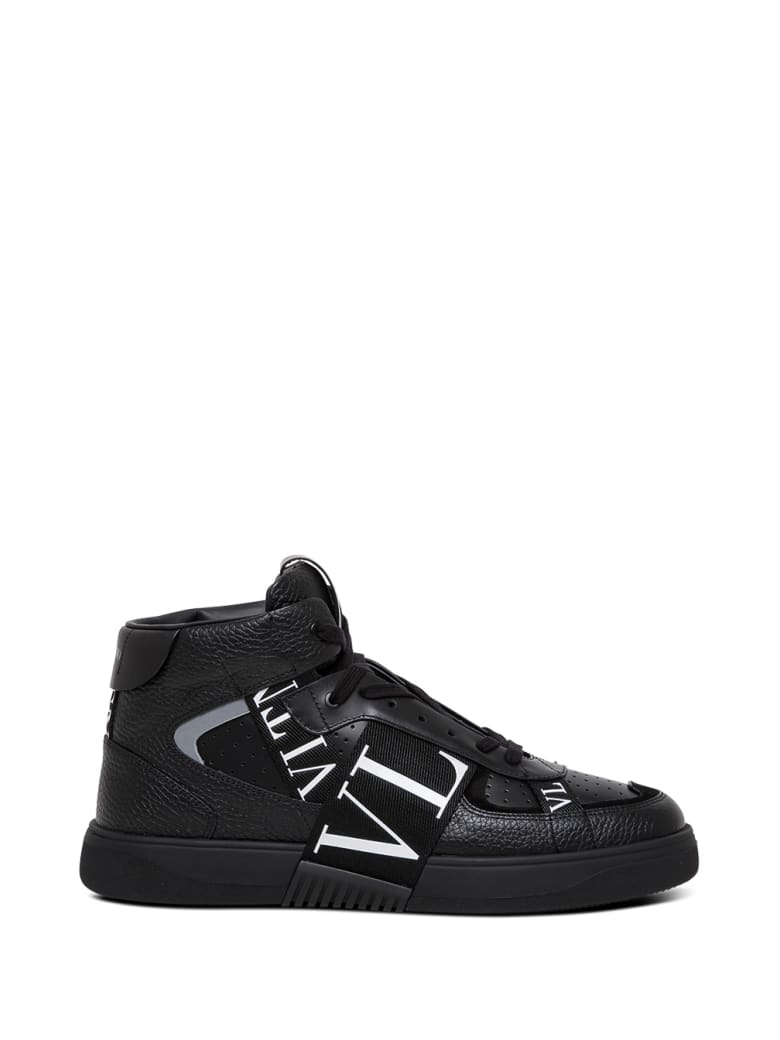 Valentino Garavani Black Leather Sneakers With Vl7n Logo - Black