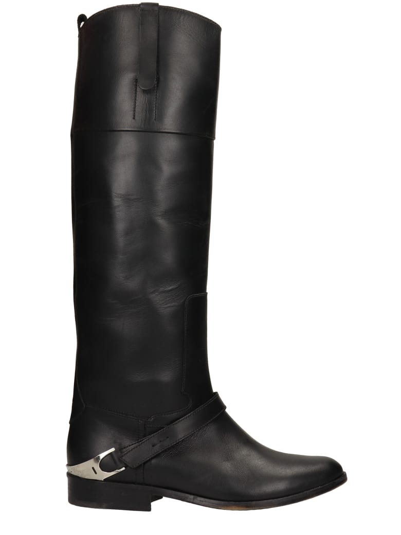 Golden Goose Charlie Texan Boots In Black Leather - black