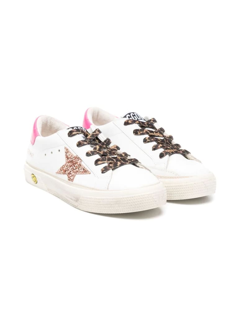 Golden Goose Kid White Super-star Sneakers With Fuchsia Spoiler ...